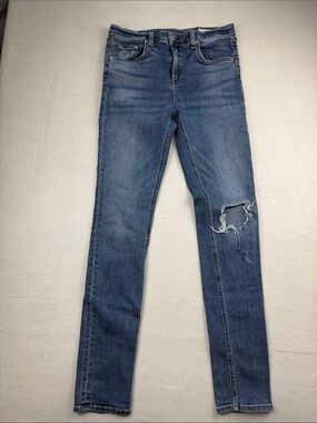 rag & bone Light Blue 10 Inch Skinny Denim Jeans Distressed Left Knee Size 29